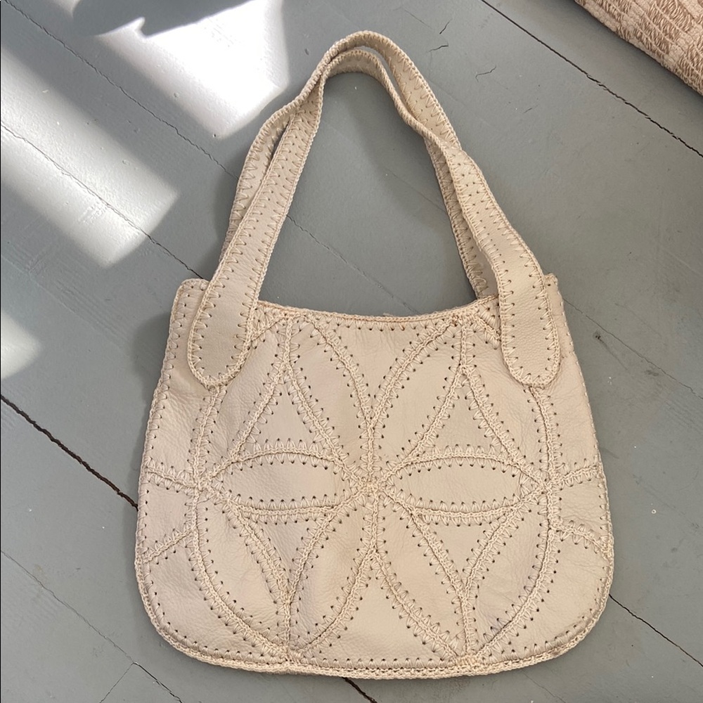 The Sak Cream Leather Embroidered Handbag